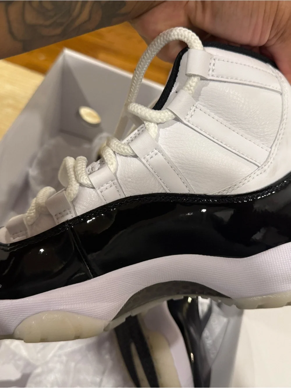 Jordan Retro 11 White Black with Gold Accent